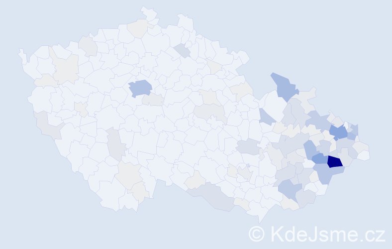 Příjmení: 'Ondruchová', počet výskytů 439 v celé ČR