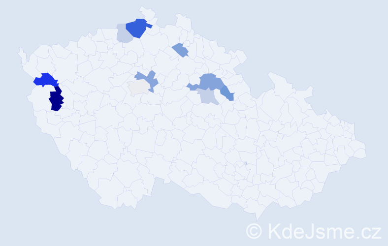 Příjmení: 'Mydlochová', počet výskytů 19 v celé ČR