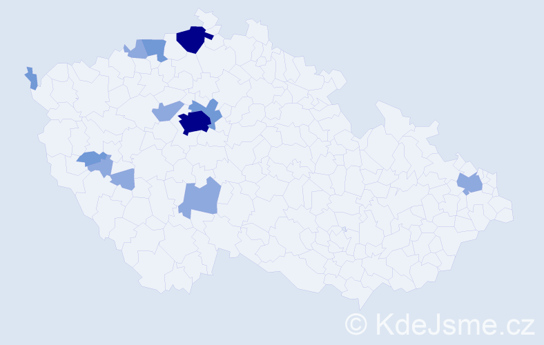 Příjmení: 'Konšalová', počet výskytů 26 v celé ČR