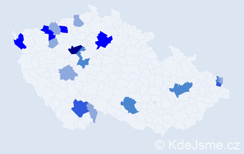 Příjmení: 'Kóňa', počet výskytů 41 v celé ČR