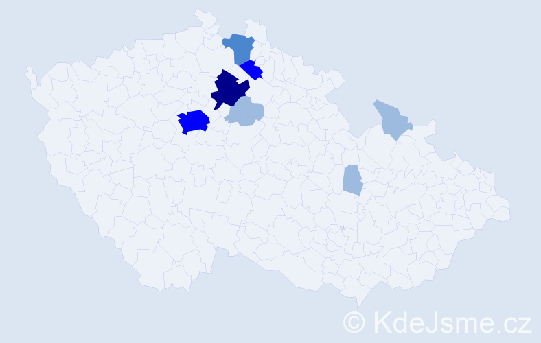 Příjmení: 'Voničková', počet výskytů 16 v celé ČR