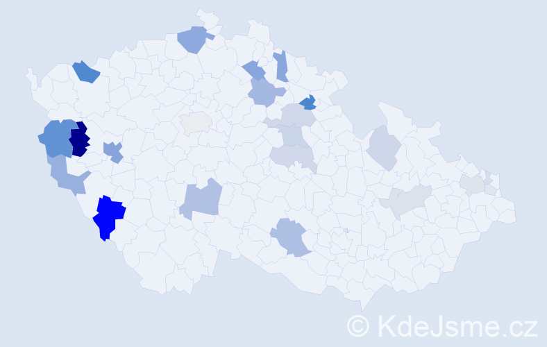 Příjmení: 'Koki', počet výskytů 88 v celé ČR