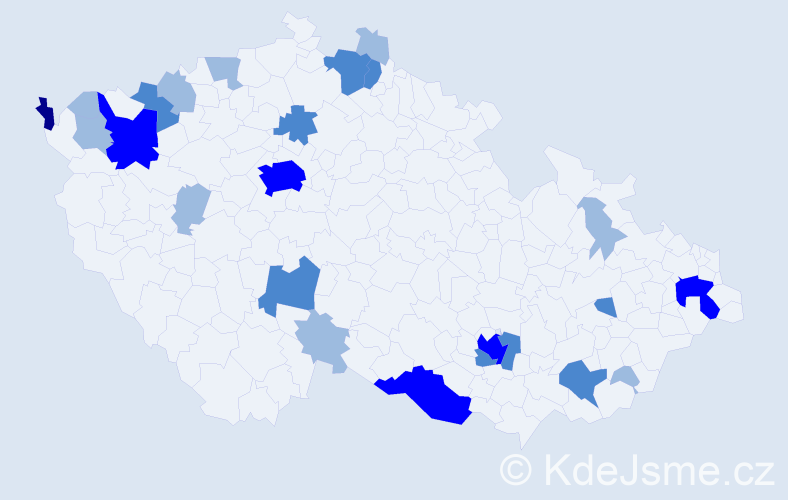 Příjmení: 'Medvědová', počet výskytů 44 v celé ČR