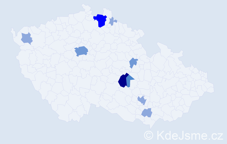 Příjmení: 'Limlová', počet výskytů 21 v celé ČR