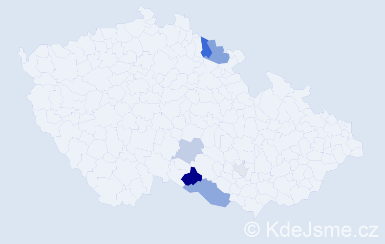 Příjmení: 'Kaluzsná', počet výskytů 11 v celé ČR