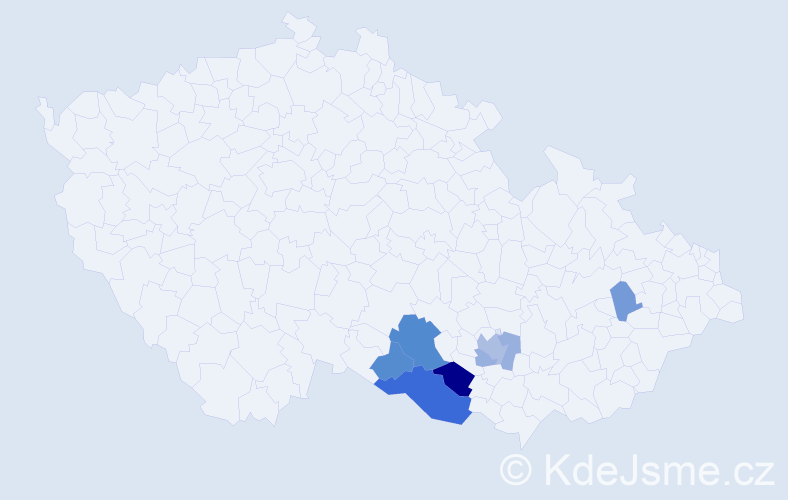 Příjmení: 'Tkaná', počet výskytů 15 v celé ČR