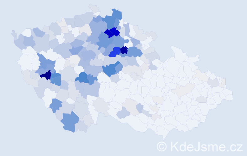 Příjmení: 'Louda', počet výskytů 1034 v celé ČR