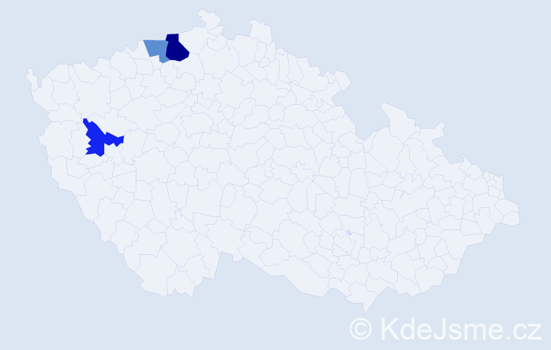 Příjmení: 'Bude', počet výskytů 9 v celé ČR