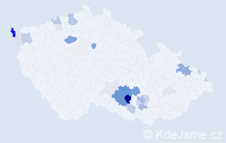 Příjmení: 'Midrlová', počet výskytů 83 v celé ČR