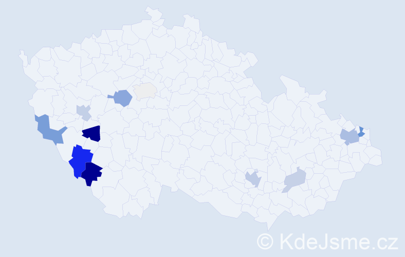 Příjmení: 'Čief', počet výskytů 28 v celé ČR