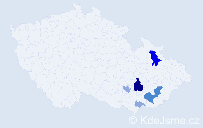 Příjmení: 'Doček', počet výskytů 19 v celé ČR