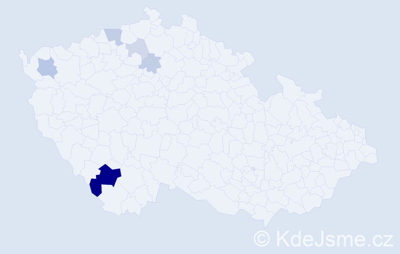 Příjmení: 'Peta', počet výskytů 14 v celé ČR