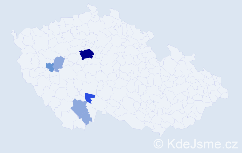 Příjmení: 'Hajič', počet výskytů 19 v celé ČR