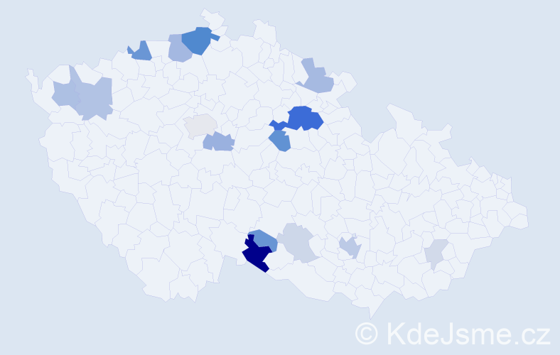 Příjmení: 'Klemera', počet výskytů 50 v celé ČR