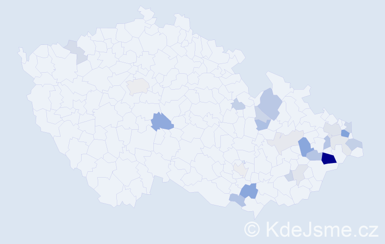 Příjmení: 'Kantorek', počet výskytů 57 v celé ČR