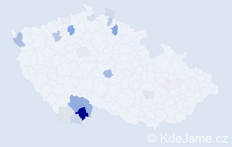 Příjmení: 'Valha', počet výskytů 64 v celé ČR