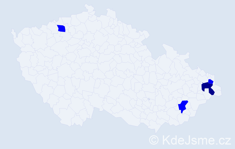 Příjmení: 'Teleková', počet výskytů 5 v celé ČR