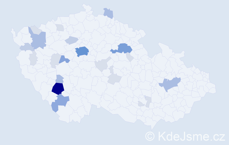 Příjmení: 'Bažatová', počet výskytů 68 v celé ČR
