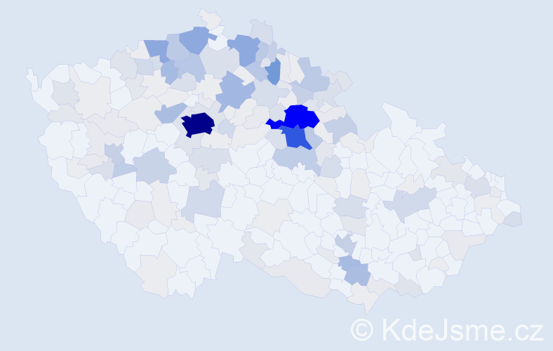 Příjmení: 'Bažant', počet výskytů 837 v celé ČR