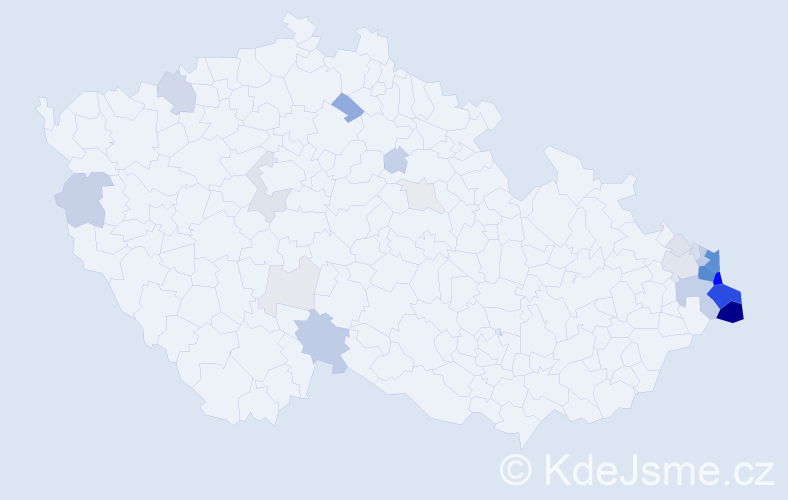 Příjmení: 'Slowiková', počet výskytů 119 v celé ČR