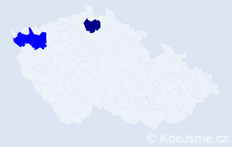 Příjmení: 'Bočiová', počet výskytů 5 v celé ČR
