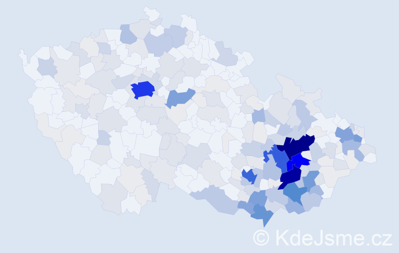 Příjmení: 'Hrabal', počet výskytů 1030 v celé ČR