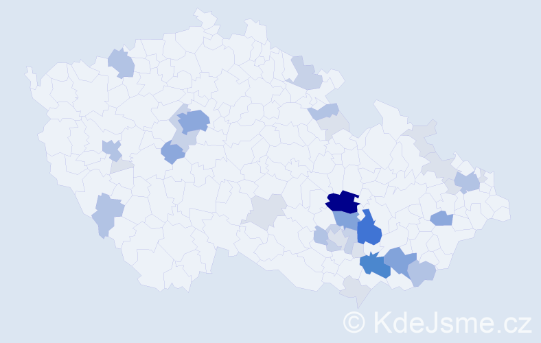 Příjmení: 'Španěl', počet výskytů 115 v celé ČR