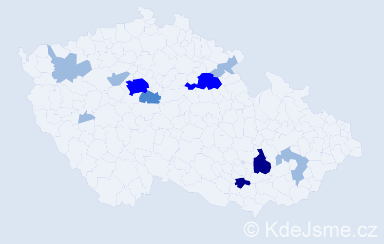Příjmení: 'Suchán', počet výskytů 25 v celé ČR