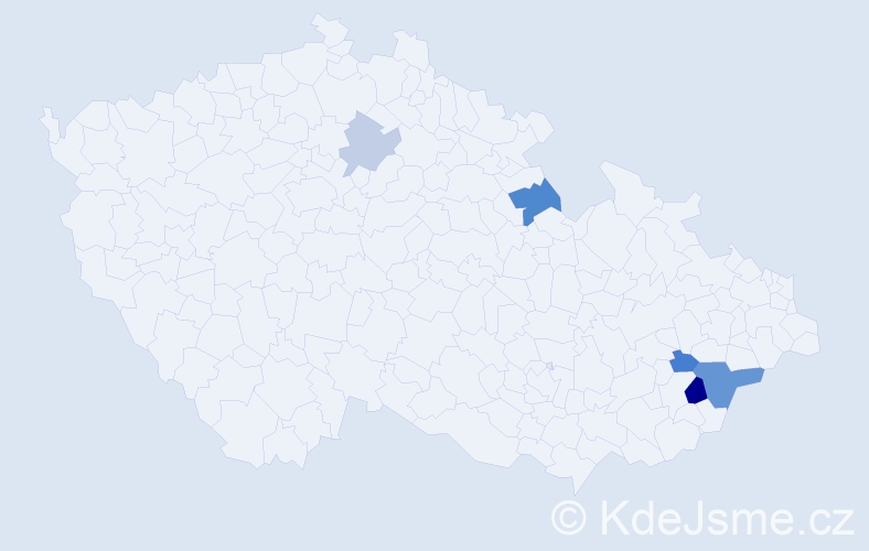 Příjmení: 'Kostruha', počet výskytů 9 v celé ČR