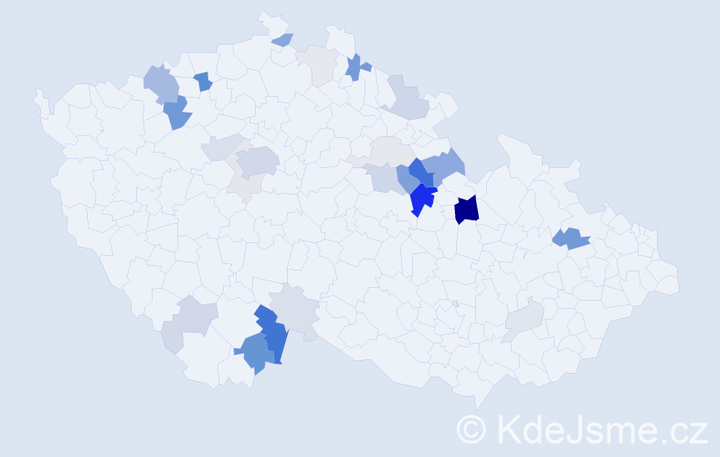 Příjmení: 'Konárek', počet výskytů 93 v celé ČR