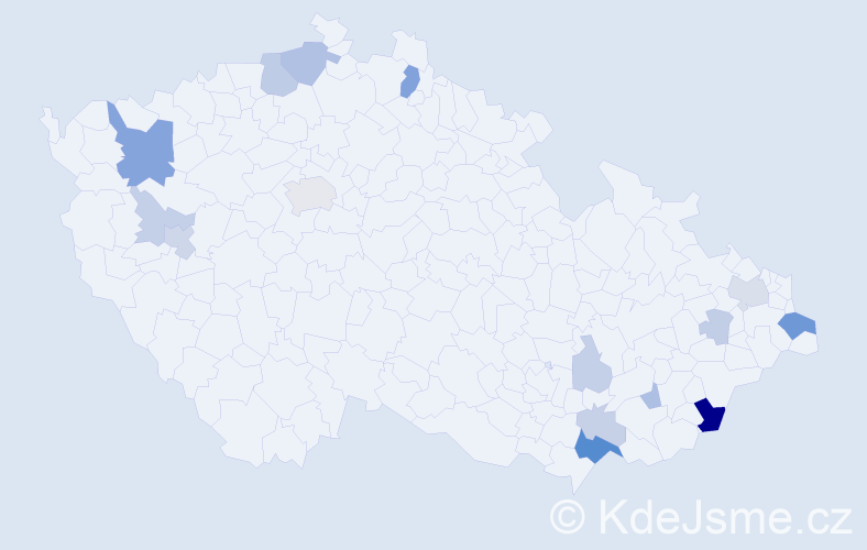 Příjmení: 'Bobotová', počet výskytů 38 v celé ČR