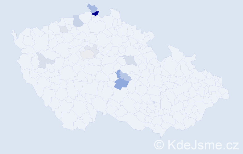 Příjmení: 'Endál', počet výskytů 26 v celé ČR