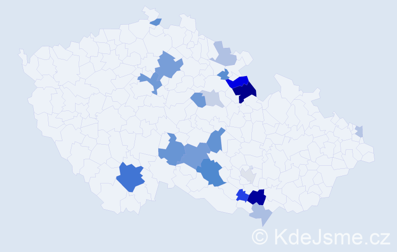 Příjmení: 'Lopatářová', počet výskytů 43 v celé ČR