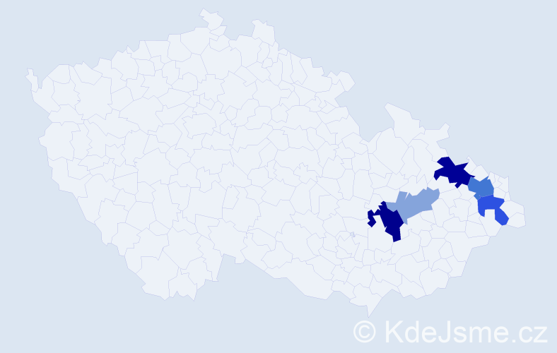 Příjmení: 'Matuščíková', počet výskytů 13 v celé ČR