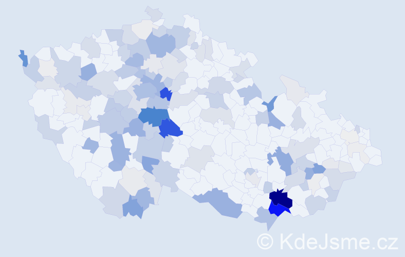 Příjmení: 'Měchurová', počet výskytů 597 v celé ČR