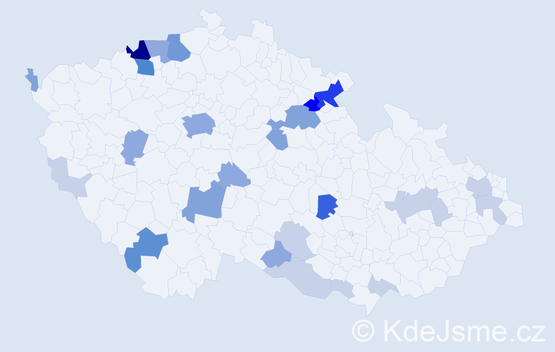 Příjmení: 'Cisár', počet výskytů 82 v celé ČR