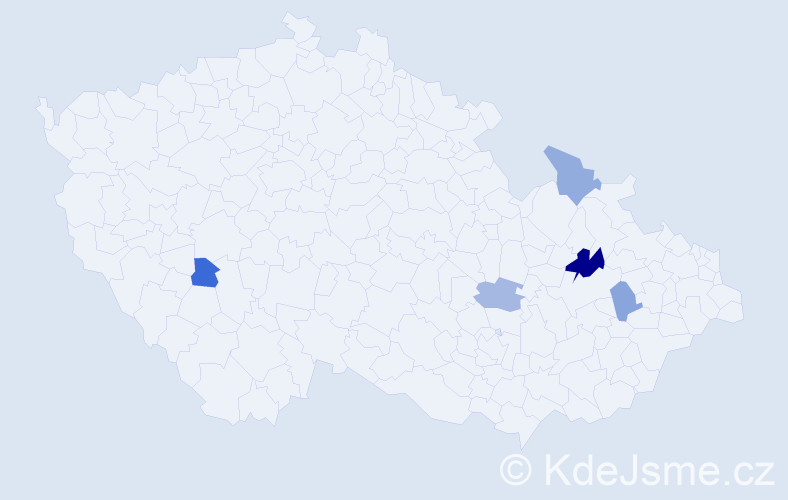 Příjmení: 'Kralčáková', počet výskytů 7 v celé ČR
