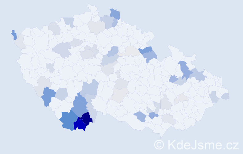 Příjmení: 'Děkanová', počet výskytů 146 v celé ČR