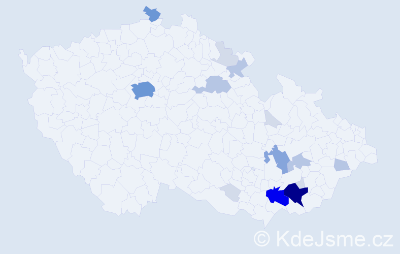 Příjmení: 'Pokorák', počet výskytů 59 v celé ČR