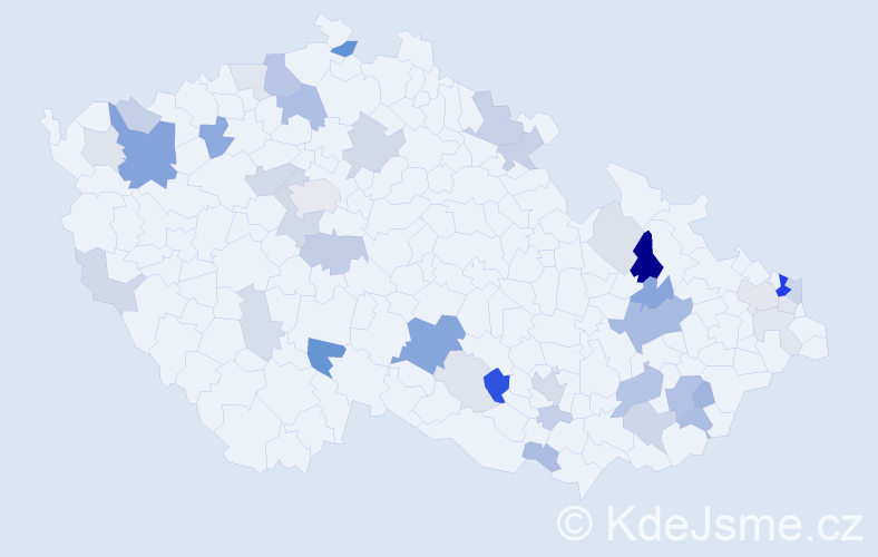 Příjmení: 'Fábryová', počet výskytů 106 v celé ČR