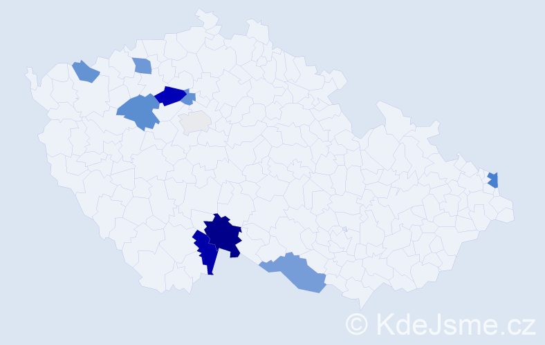 Příjmení: 'Matuščin', počet výskytů 21 v celé ČR