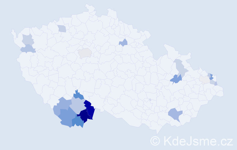 Příjmení: 'Dibďák', počet výskytů 56 v celé ČR