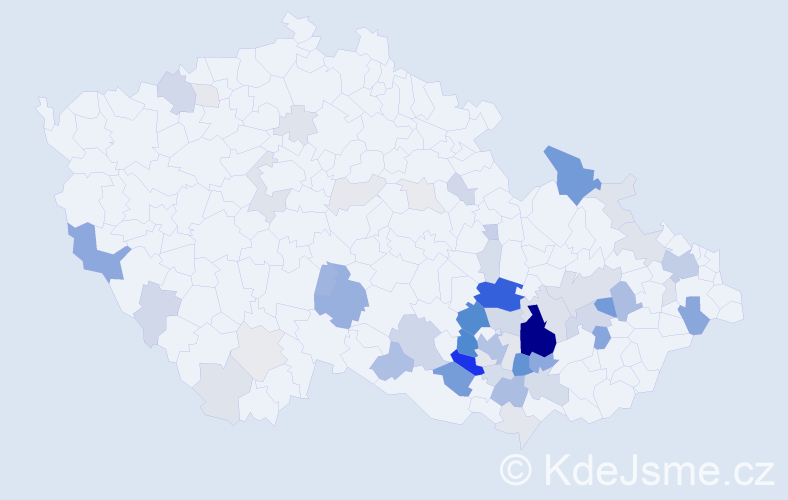 Příjmení: 'Haška', počet výskytů 188 v celé ČR