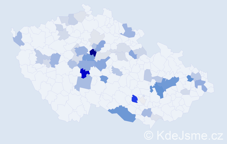 Příjmení: 'Dlabal', počet výskytů 182 v celé ČR