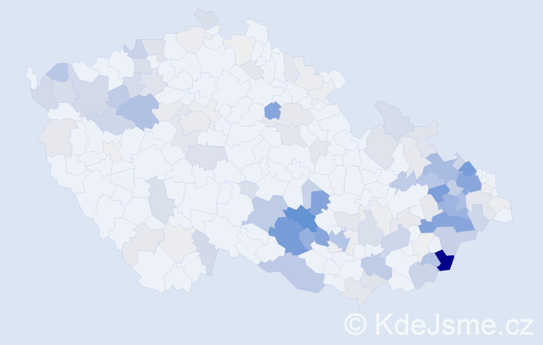 Příjmení: 'Tvarůžková', počet výskytů 453 v celé ČR