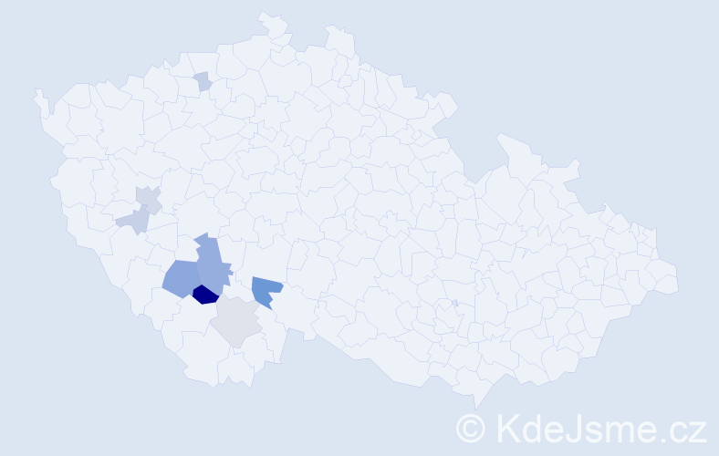 Příjmení: 'Častoralová', počet výskytů 28 v celé ČR