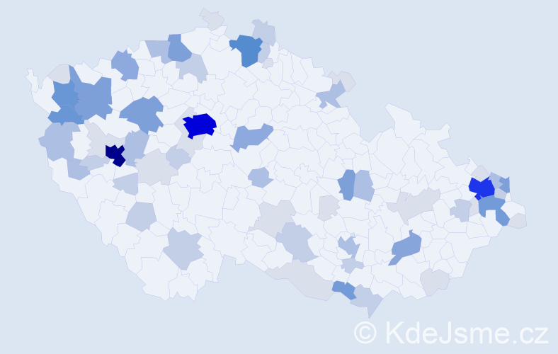 Příjmení: 'Dudáš', počet výskytů 210 v celé ČR