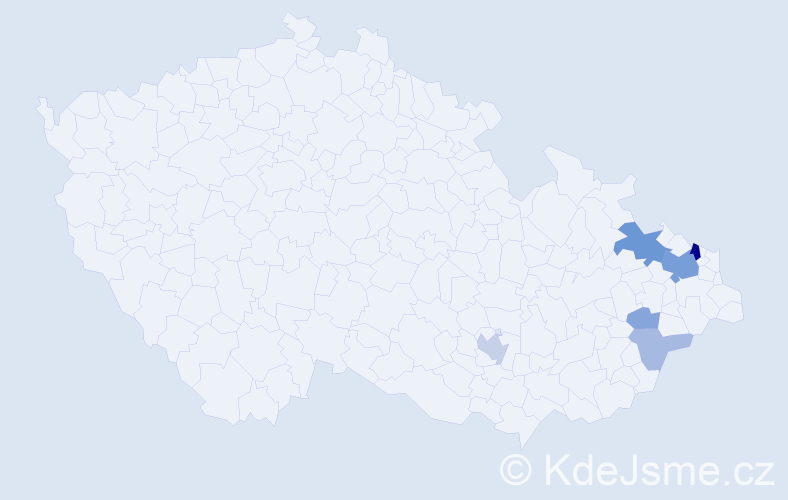 Příjmení: 'Kostruh', počet výskytů 16 v celé ČR