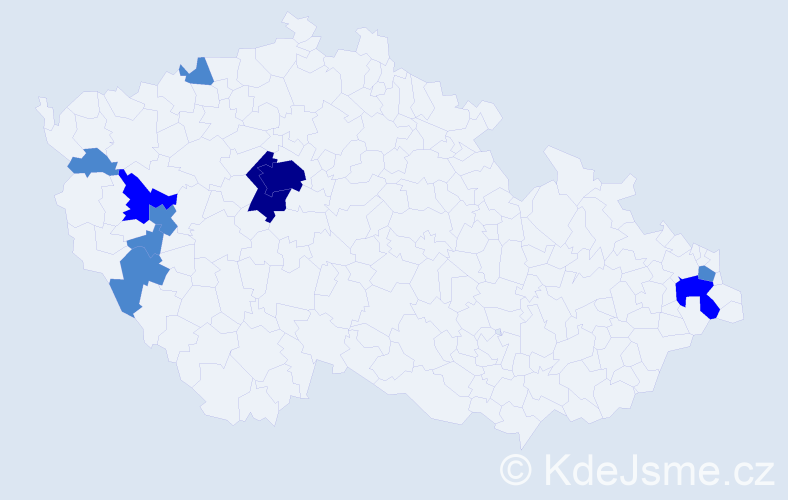 Příjmení: 'Fuseková', počet výskytů 16 v celé ČR