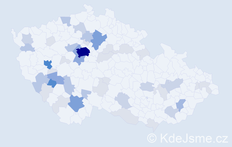 Příjmení: 'Ladmanová', počet výskytů 141 v celé ČR